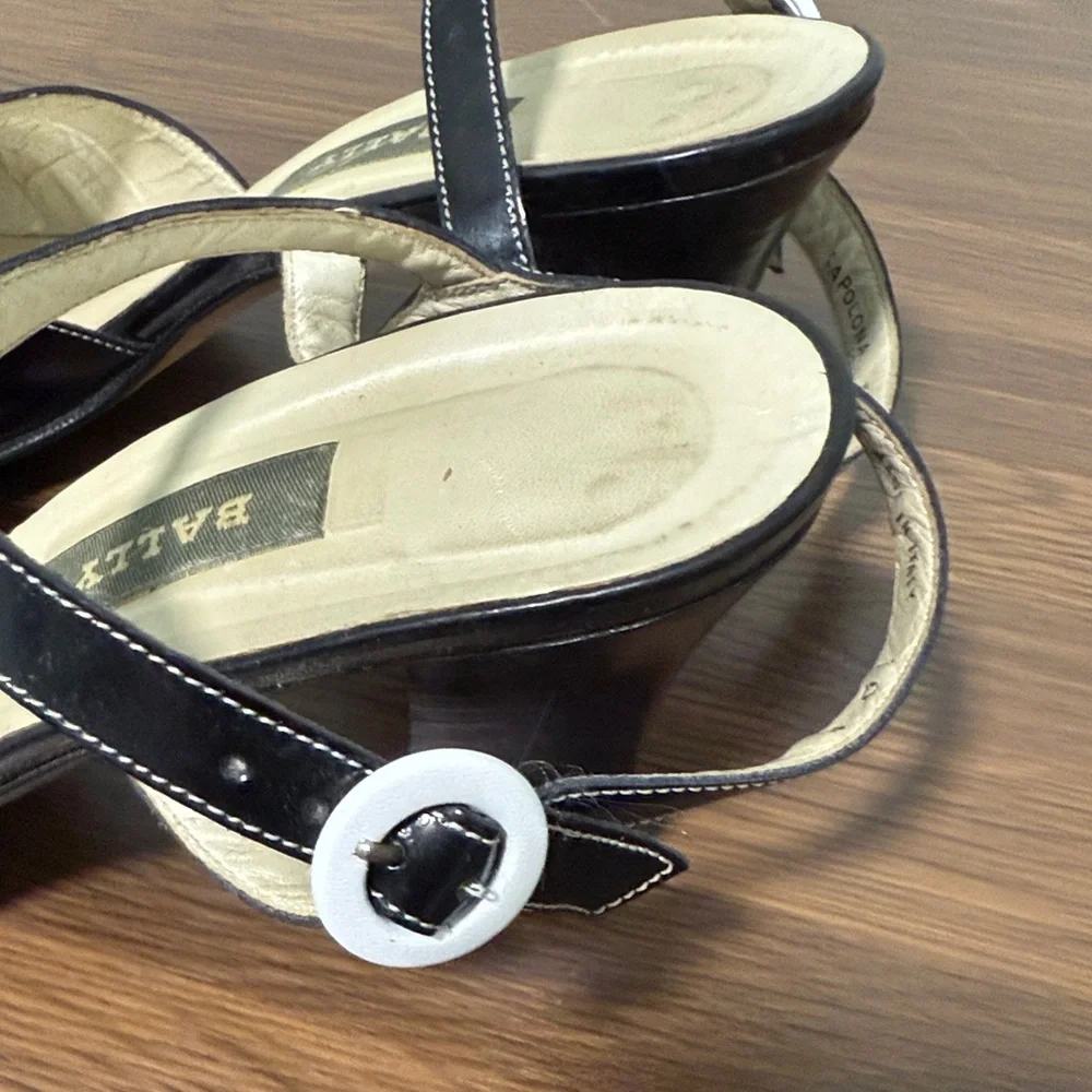 Vintage Bally Black and‎ White Strappy Heels